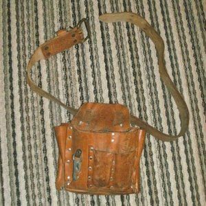 Vintage 5164 Klein Tools 8 Pocket Leather Slotted Tool Pouch & Removable Belt